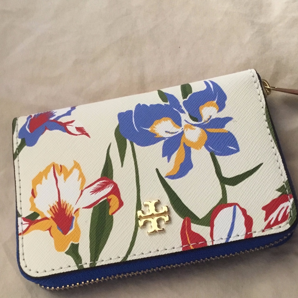 NWT TORY BURCH Robinson Floral Mini Wallet&KeyRing - Picture 2 of 8